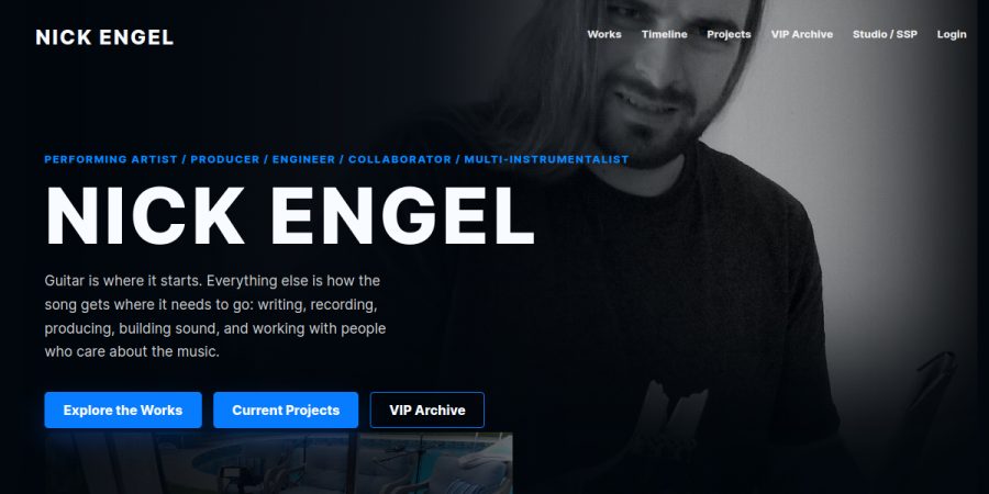 Nick Engel Guitars landing page preview